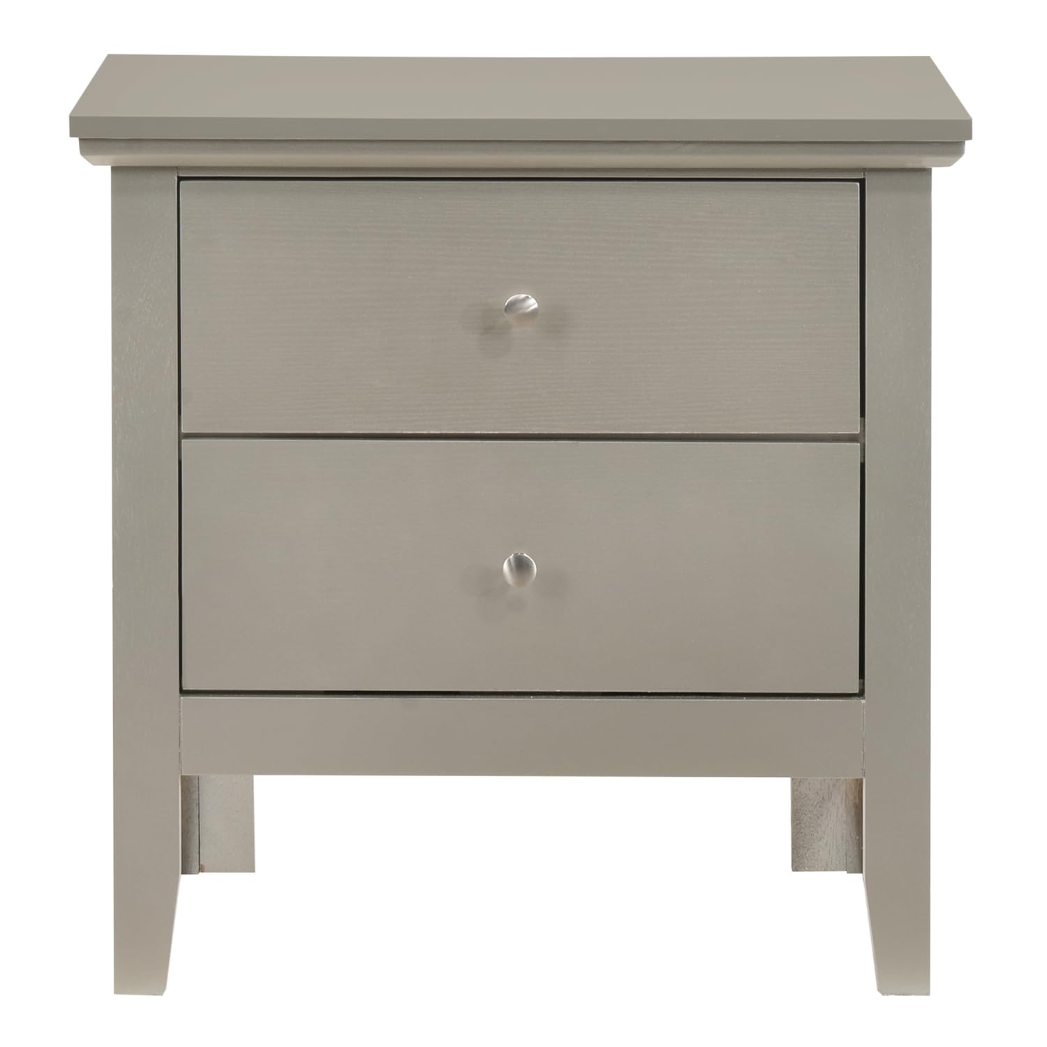 Primo 2-Drawer Silver Champagne Nightstand (24 in. H x 15.5 in. W x 19 in. D)