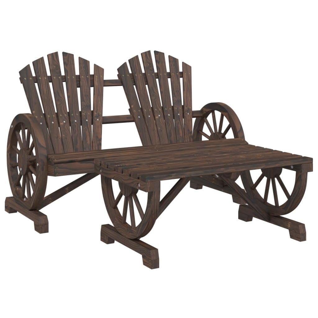 Vidaxl 2-Piece Wooden Patio Lounge Set - Solid Fir Wood Adirondack Style Chair/Bench With Coffee Table For Outdoor/Garden/Deck