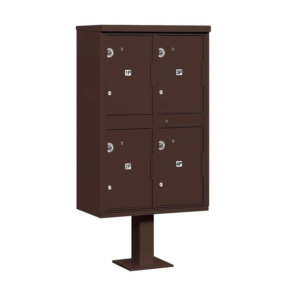 Outdoor Parcel Locker with 4 Compartments in Bronze with USPS Access  Type II