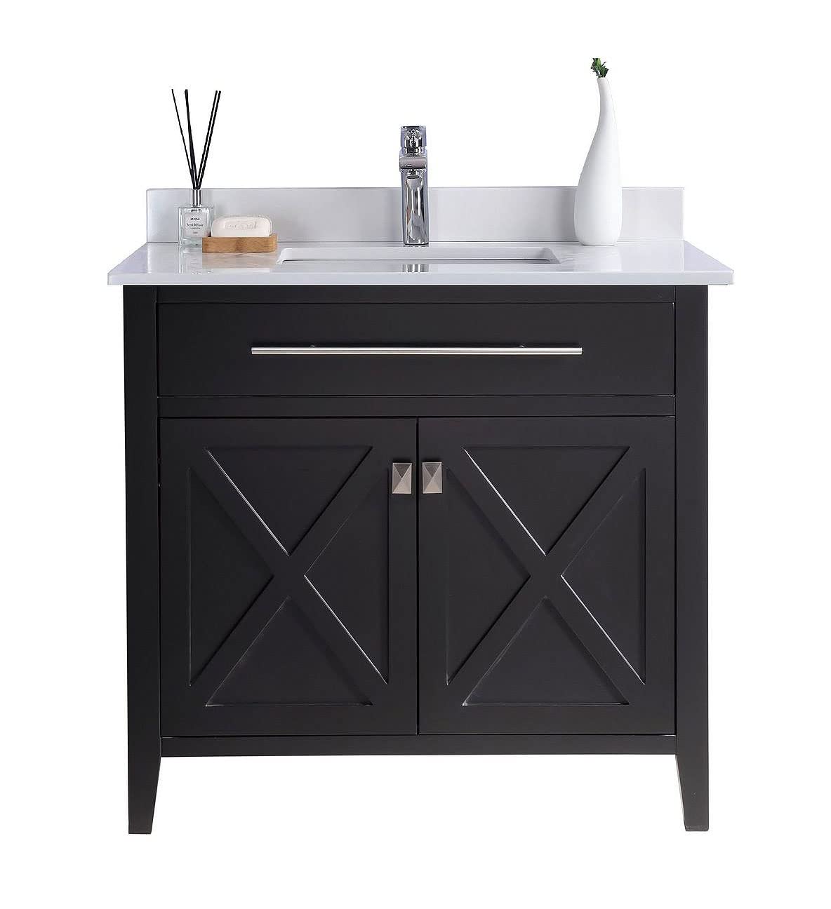 Wimbledon - 36 - Espresso Cabinet + White Quartz Countertop
