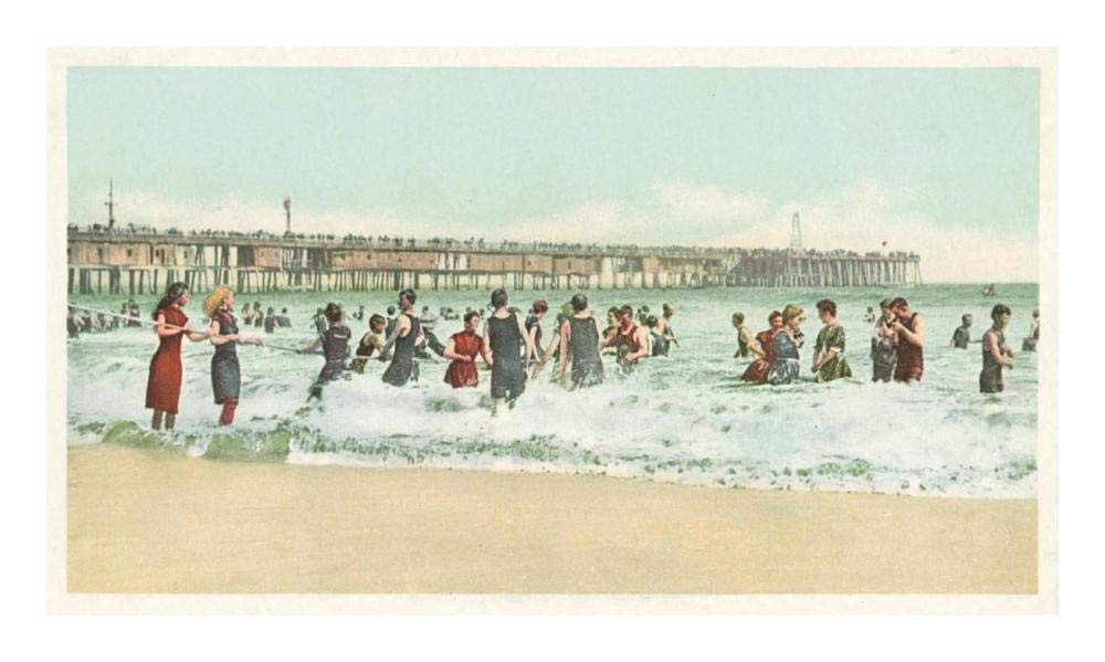 Surf Bathing, Long Beach, Calif., 1898-Paper Art-24x14”