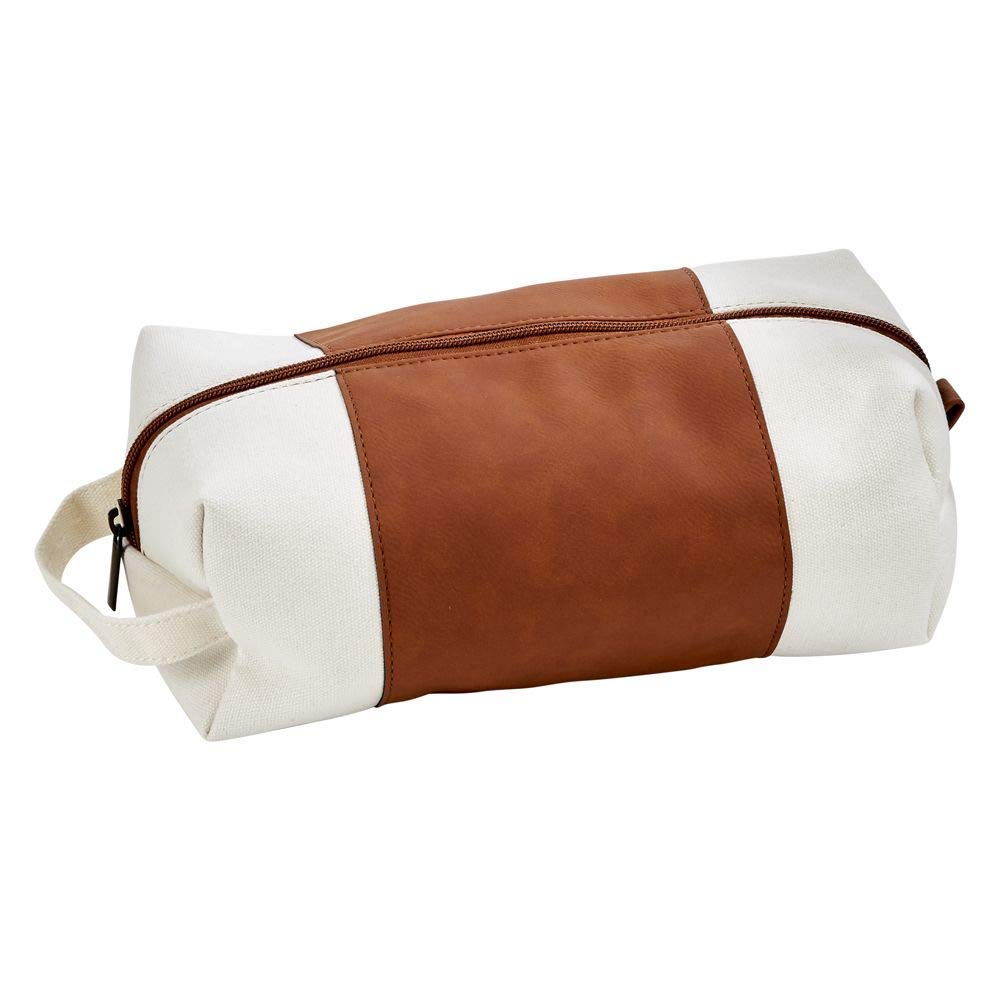 LEATHERETTE/CANVAS CARAMEL TRAVEL KIT