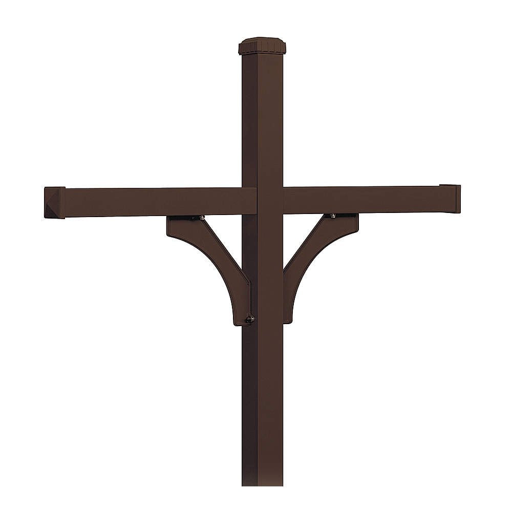 Deluxe Post - 2 Sided - In-Ground Mounted - for (4) Roadside Mailboxes - Bronze