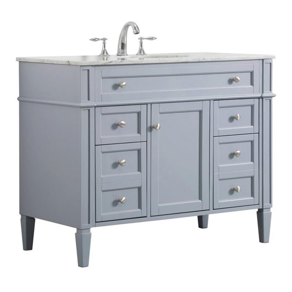 Elegant Decor Park Avenue 42 Metal Mdf Marble Single Bathroom Vanity In Gray