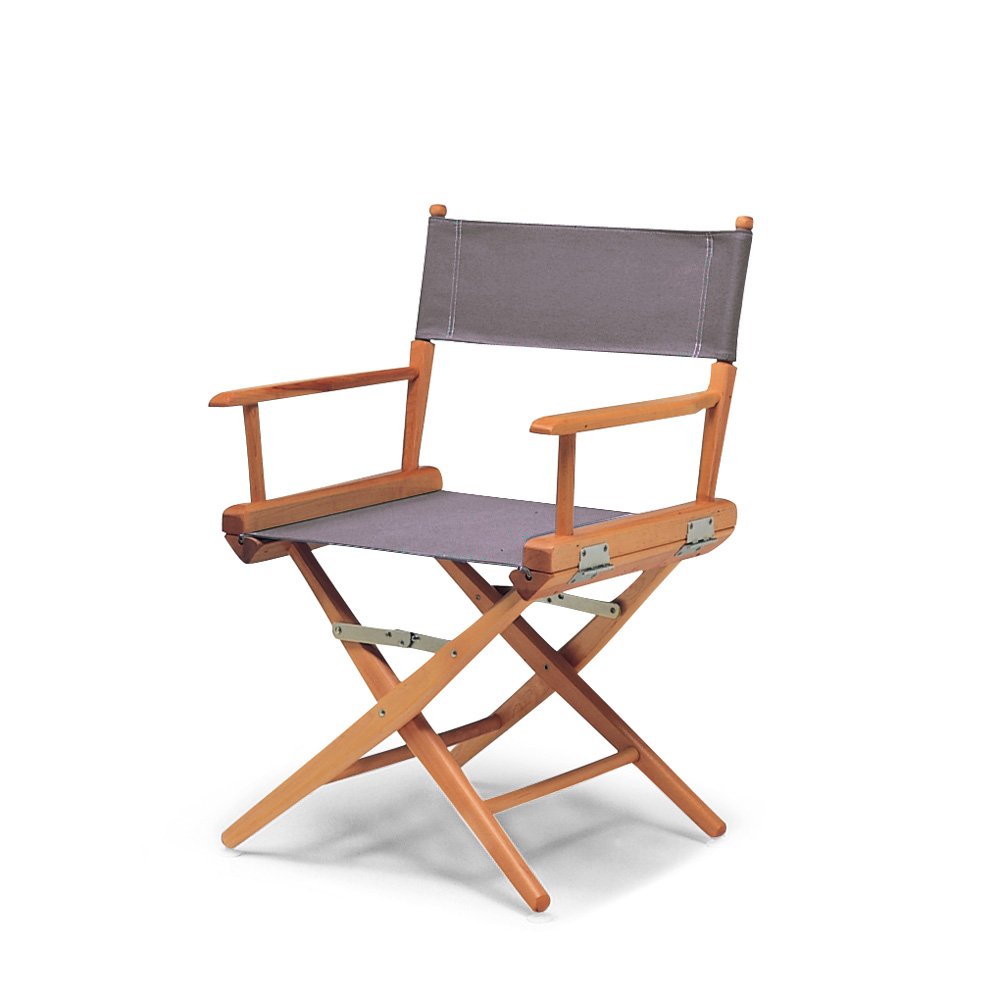 Telescope Casual World Famous Dining Height Director Chair With Varnish Finish and Gray Fabric