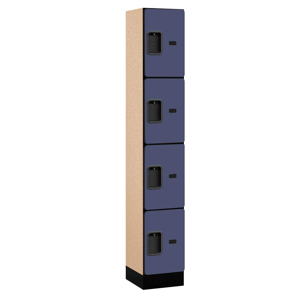 12 Wide Four Tier Designer Wood Locker - 1 Wide - 6 Feet High - 15 Inches Deep - Blue