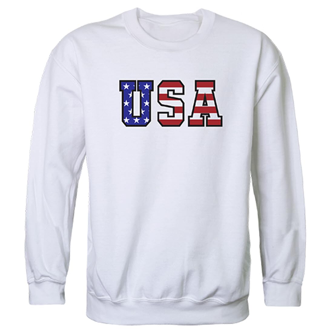 Graphic Crewneck, Flag Text, White, L