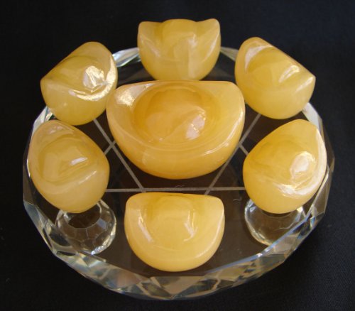 7 Jade Ingots on Star of David Crystal Base