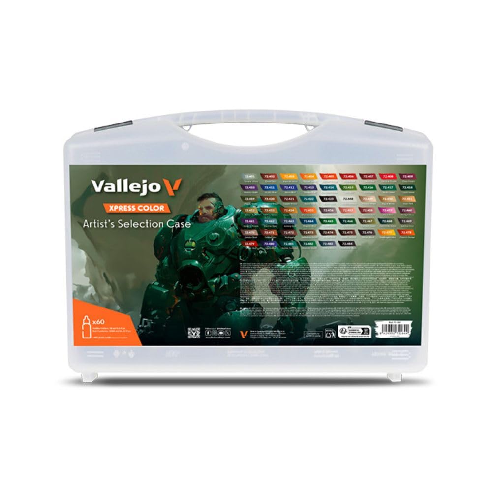 Vallejo - Artists Selection Case | Xpress Color Range | Modeling Acrylic Paints | 60 Bottles x 18 ml (0.60 fl.oz.)