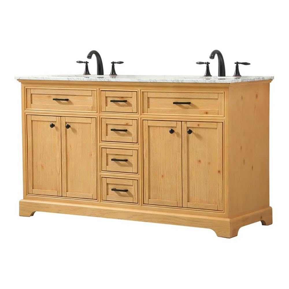 Elegant Decor Americana 60 Aluminum Mdf Double Bathroom Vanity In Natural Wood