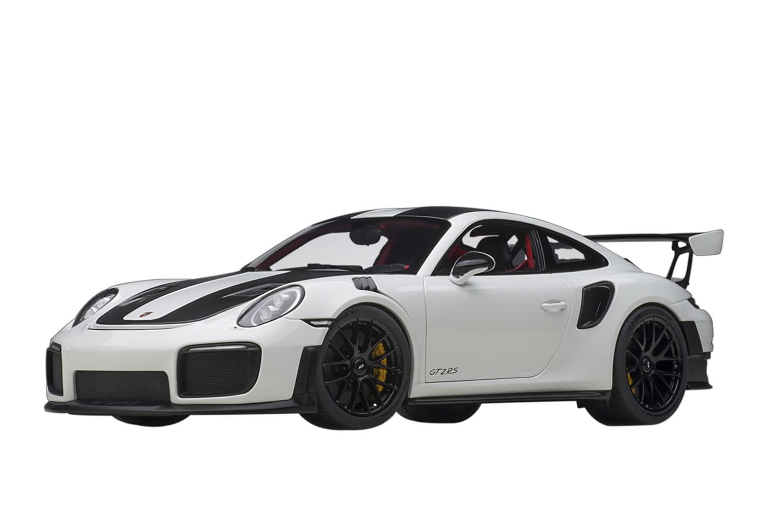 Porsche 911 (991.2) GT2 RS Weissach Package White with Carbon Stripes 1/18 Model Car by Autoart