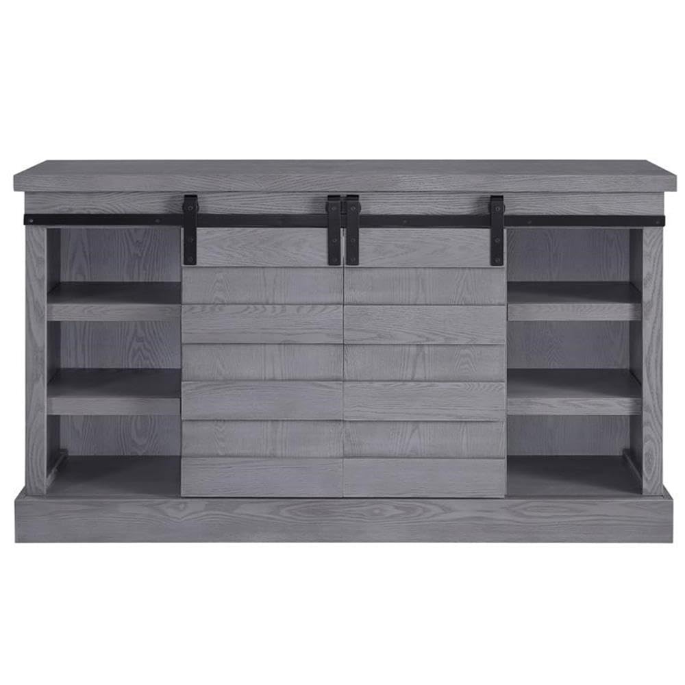 TV Stand w/Fireplace, Gray Oak