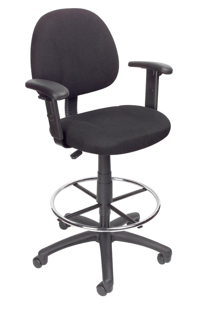 Boss Office Products Drafting Stool (B315-Bk) W/Footring And Adjustable Arms