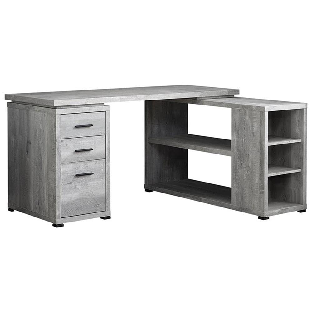 Computer Desk, Home Office, Corner, Left, Right Set-Up, Storage Drawers, L Shape, Work, Laptop, Laminate, Grey, Contemporary, Modern