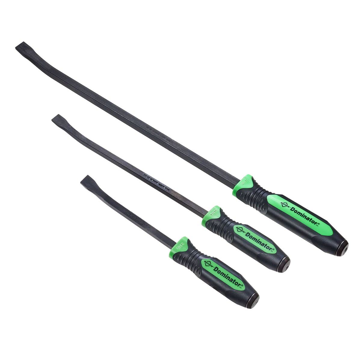 Mayhew Tools 14071Gn Dominator Pro 3-Piece Pry Bar Set, 12, 17 & 25 Curved Pry Bars, Green