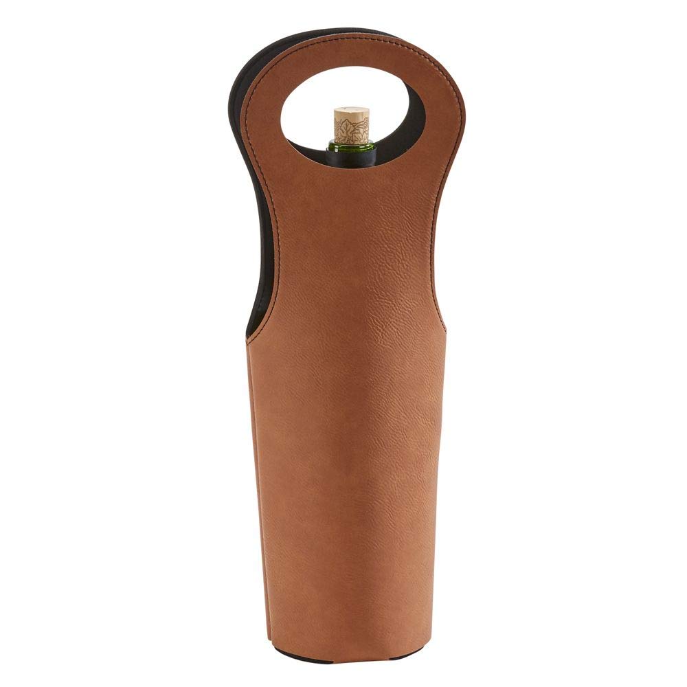 LEATHERETTE WINE HOLDER CARAMEL 14.5 H