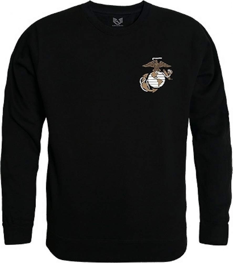 Graphic Crewneck, USMC, Black, 2X