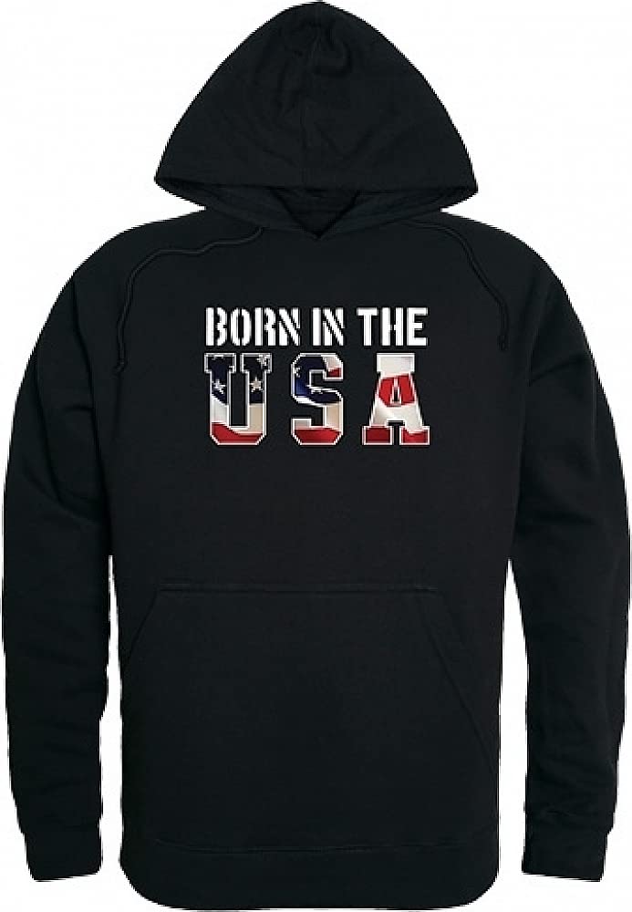Graphic Pullover, Born in the US, Black, M