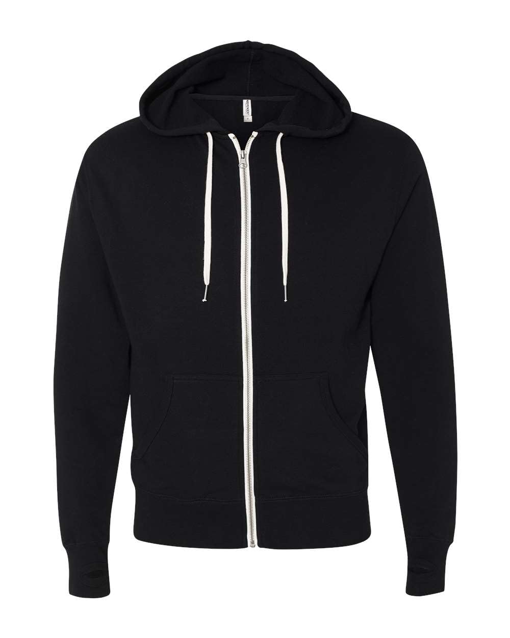 Independent Trading Co. Unisex Heathered French Terry Full-Zip Hooded Sweatshirt - Black, M