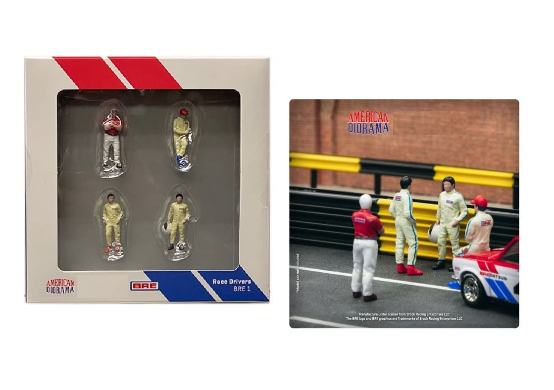 Race Drivers 4 Piece Diecast Figure Set ?BRE? for 1/64 Scale Models by Tarmac Works & American Diorama