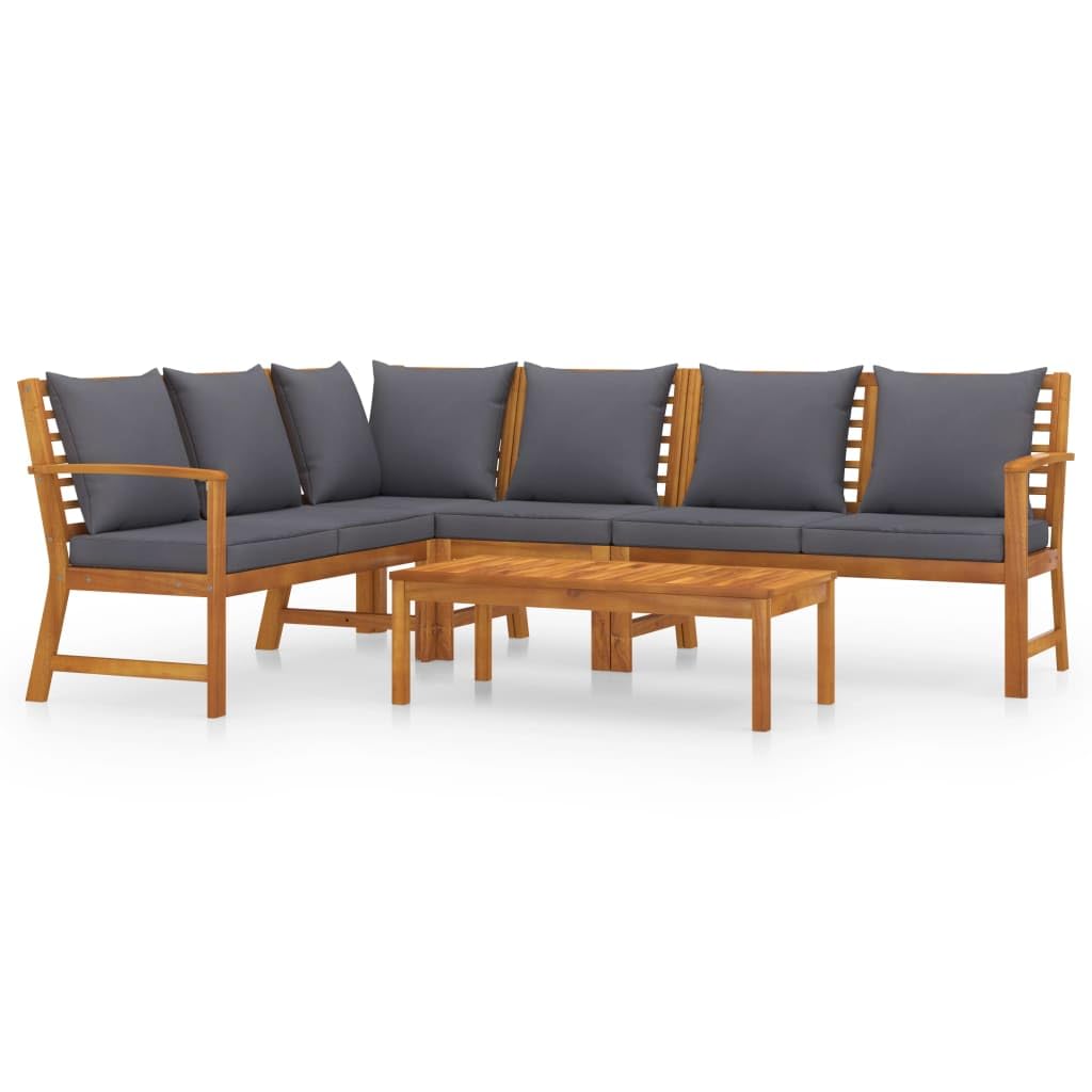 vidaXL 6 Piece Garden Lounge Set with Cushion Solid Acacia Wood