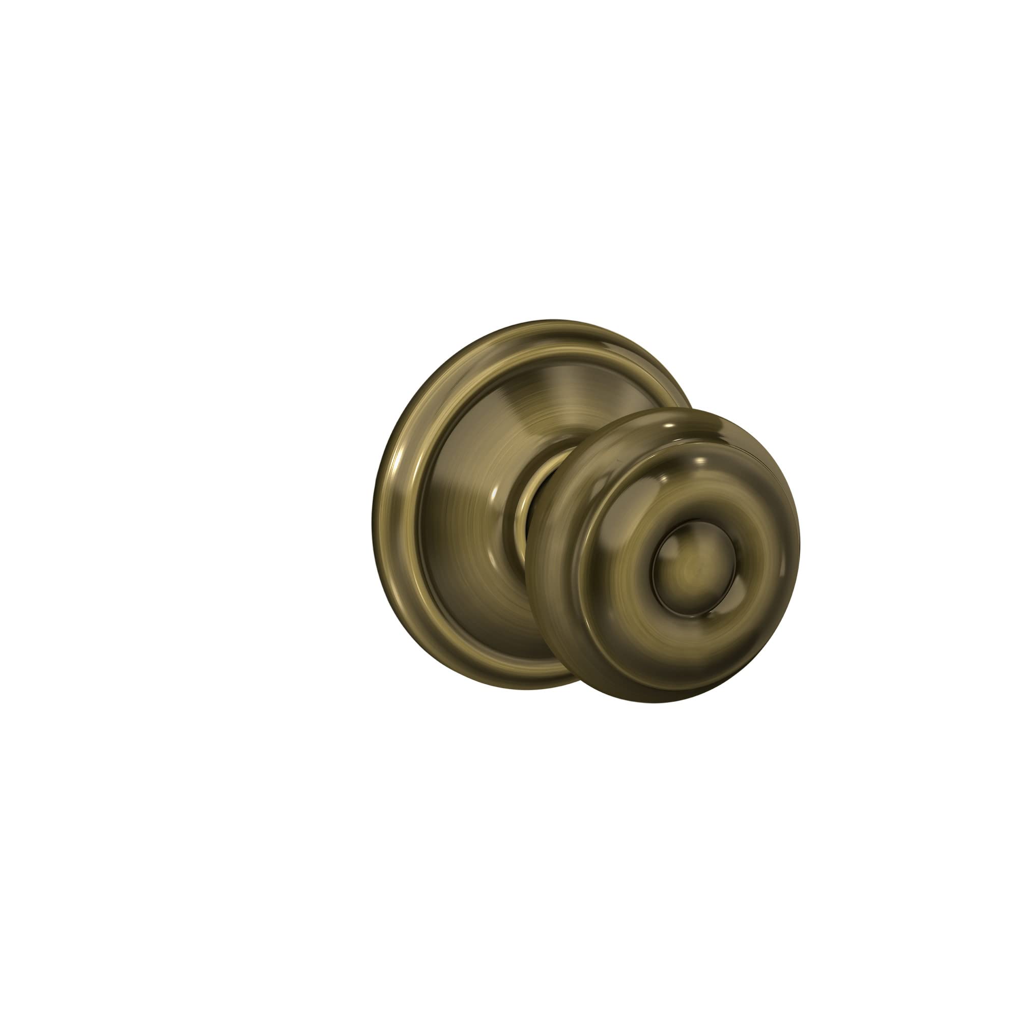 Schlage F10 V Geo 609 Georgian Door Knob, Hall & Closet Passage Lock, Antique Brass