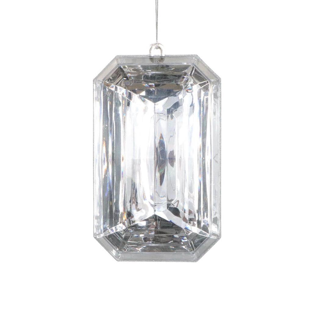 Casafoyer 8” Silver Rectngl Jewel Glitter Orn 2/Bg - (Pack Of 2)