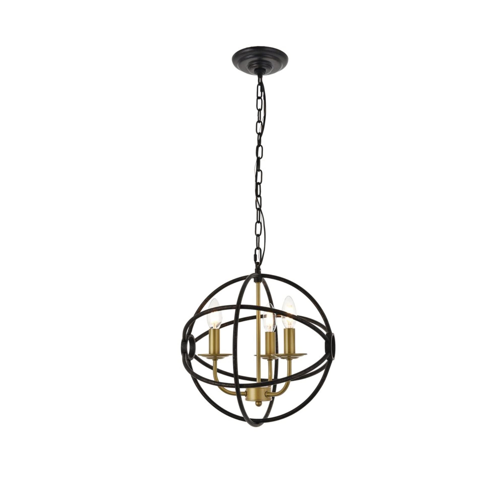 Octavia 3 light Brass and Dark Brown Pendant