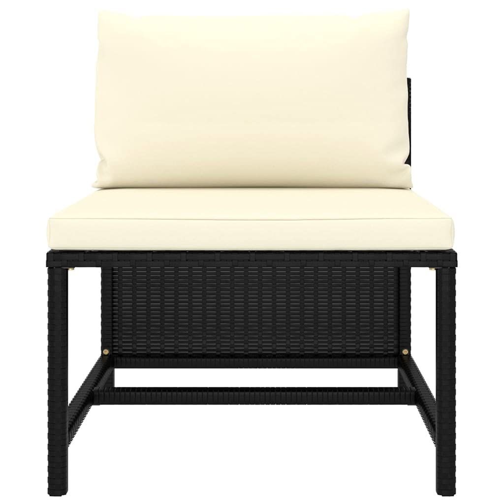 vidaXL 3 Piece Garden Sofa Set with Cushions Black Poly Rattan 3514