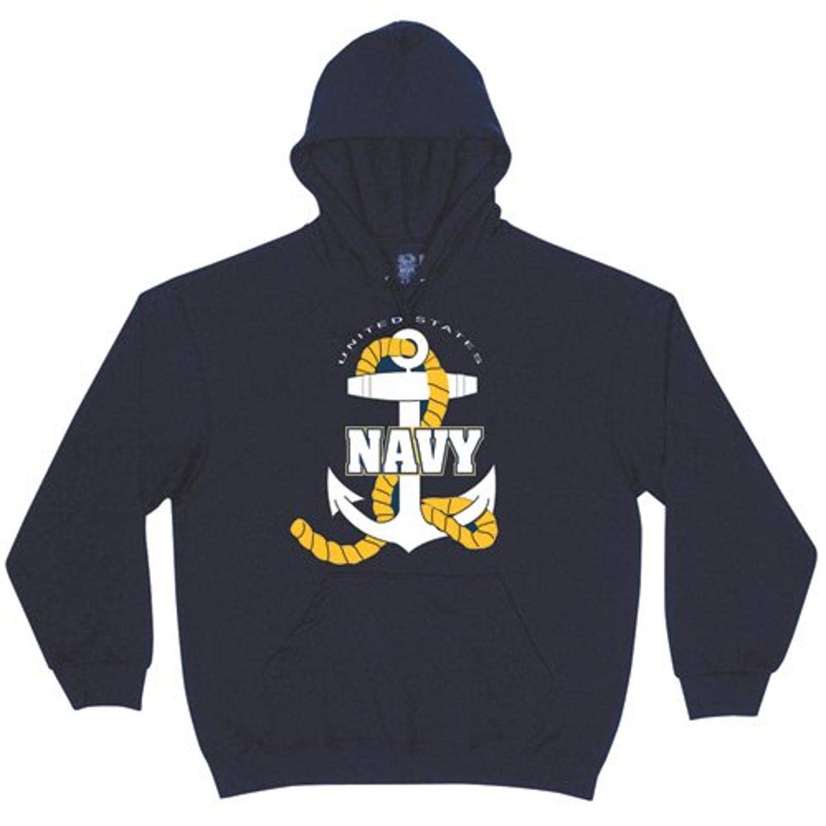 Mens Hooded Sweatshirt- Navy/Navy Logo Large