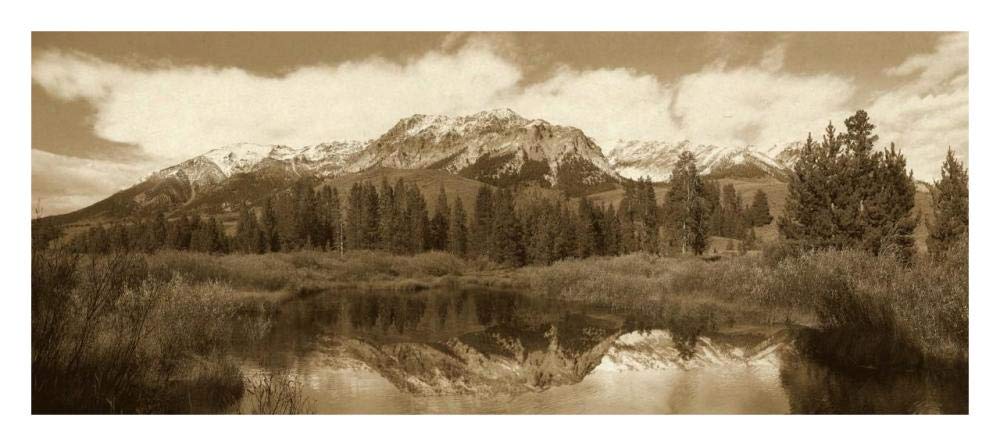 Easely Peak, Boulder Mountains, Idaho - Sepia-Paper Art-32x14”
