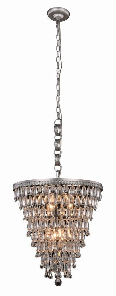 Nordic 5 light antique silver Pendant Clear Royal Cut Crystal