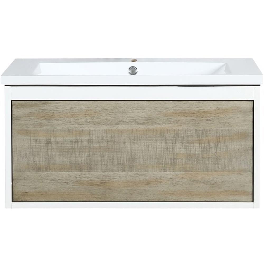 Scopi 30 Rustic Acacia Bathroom Vanity and Acrylic Composite Top with Integrated Sink