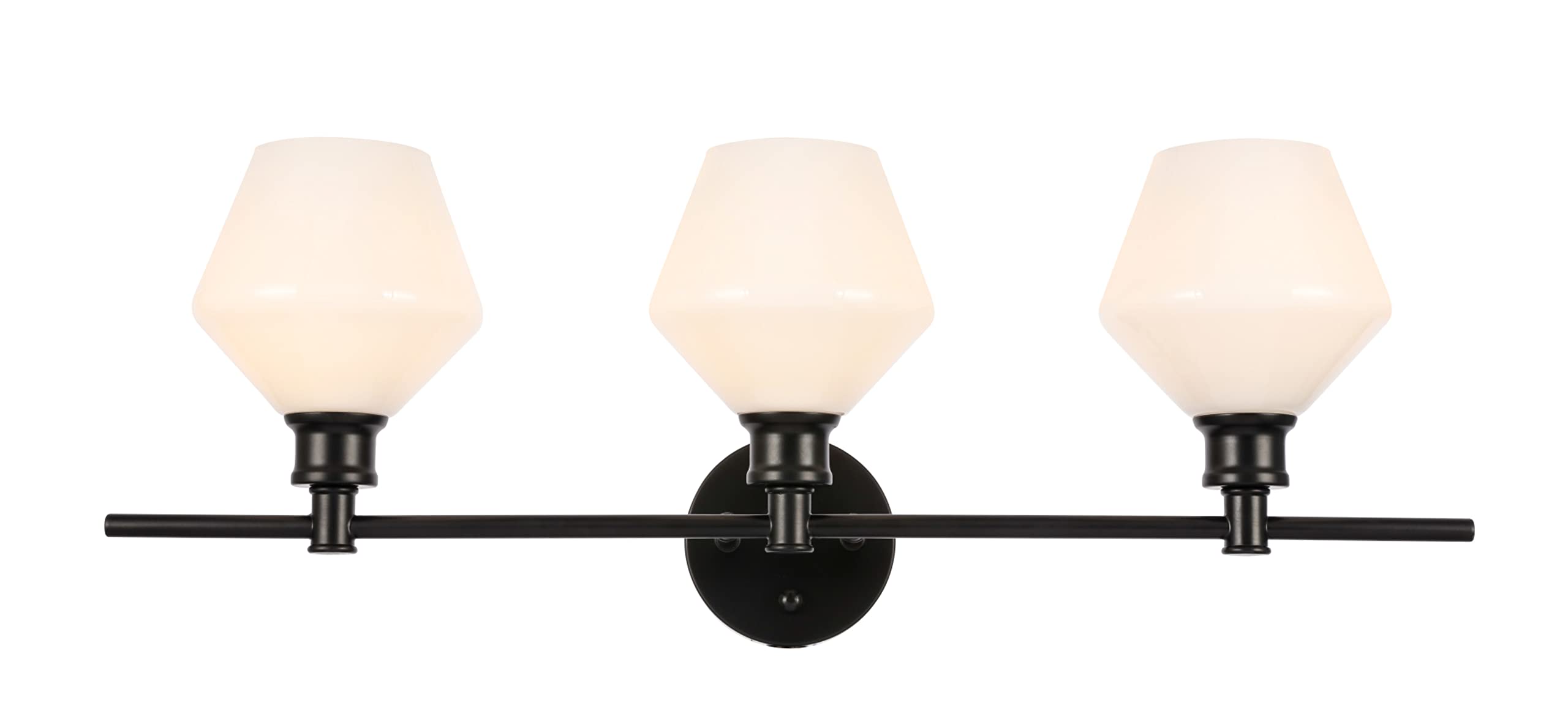 Living District Gene 3-Light Metal Wall Sconce In Black And Frosted White Glass