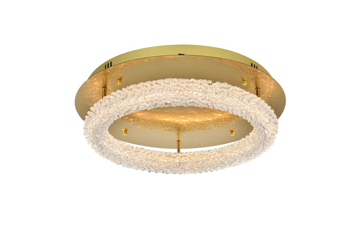 Elegant Lighting Bowen 22' 1-Light Metal Adjustable Led Flush Mount In Gold