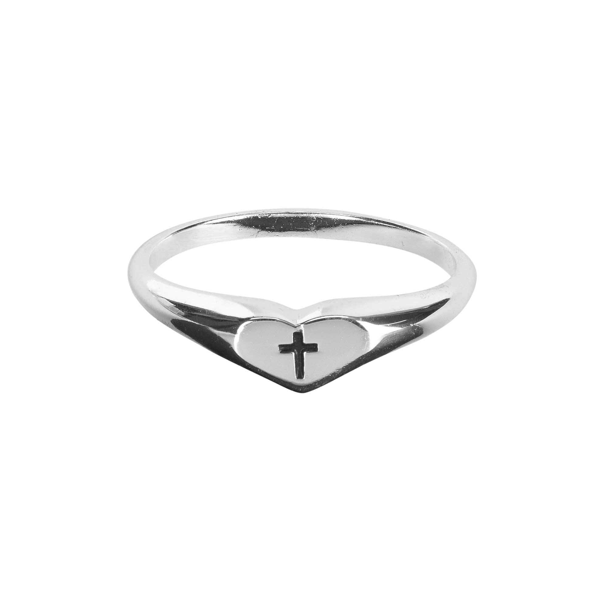 Ring Cross Engraved Heart Size 5