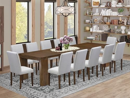 13 Pieces Extendable Dining Set Includes a Rectangle Kitchen Table