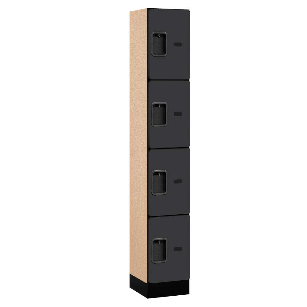 12 Wide Four Tier Designer Wood Locker - 1 Wide - 6 Feet High - 15 Inches Deep - Black