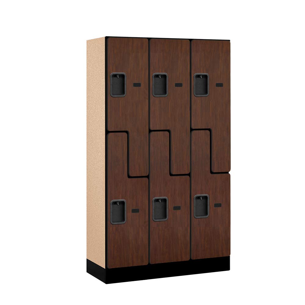 12 Wide Double Tier S Style Designer Wood Locker - 3 Wide - 5 Feet High - 15 Inches Deep - Mahogany