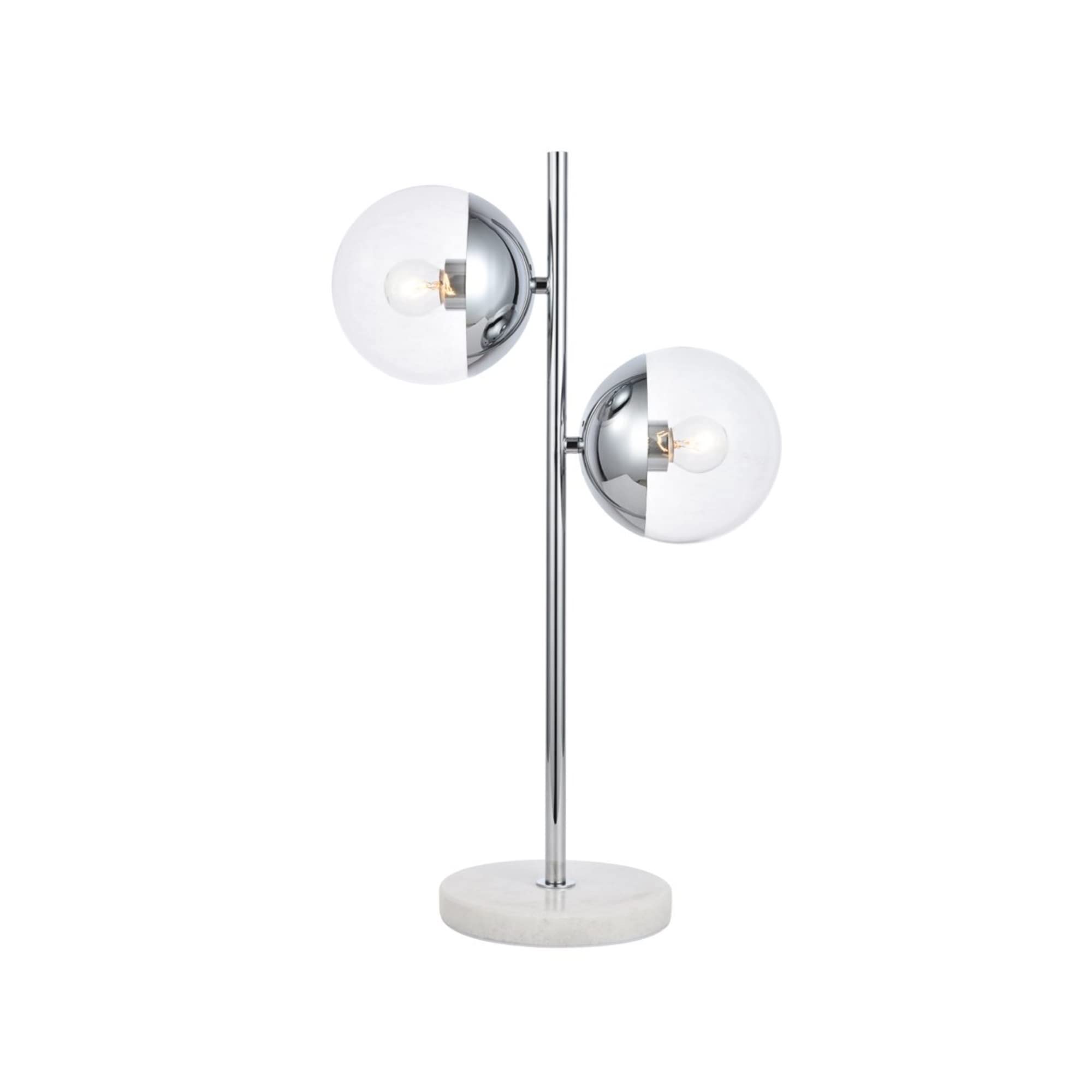 Living District Eclipse 2 Lights Chrome Table Lamp With Clear Glass