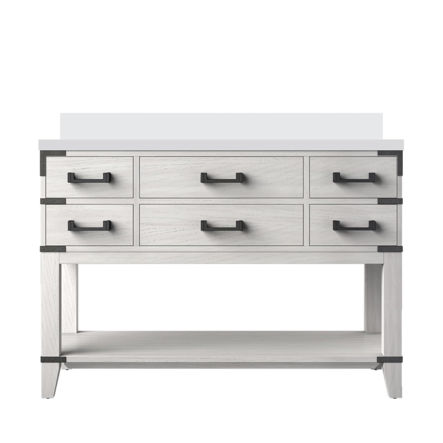 Norwalk 48 in W x 22 in D White Oak Single Bath Vanity and White Quartz Top