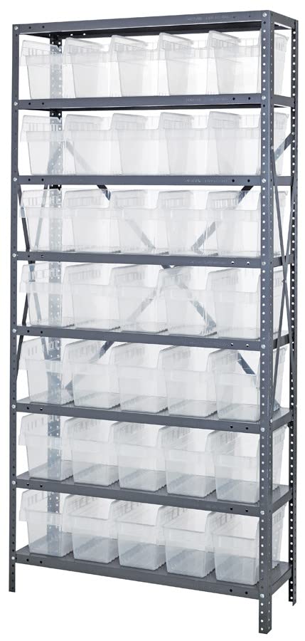 8 Shelf Open Unit W/35 Bins Clear