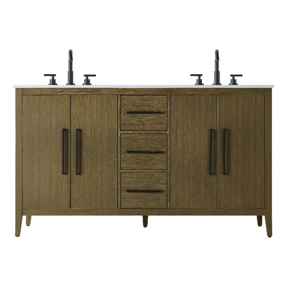 60 Inch Double Bathroom Vanity In Chestnut Brown