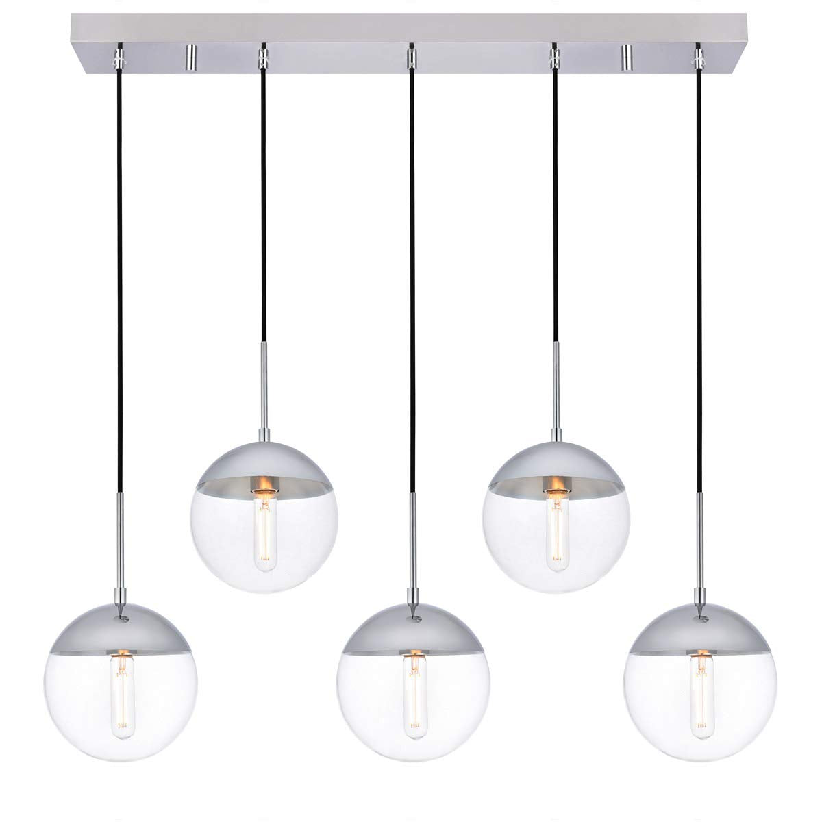 Eclipse 5 Lights Chrome Pendant With Clear Glass