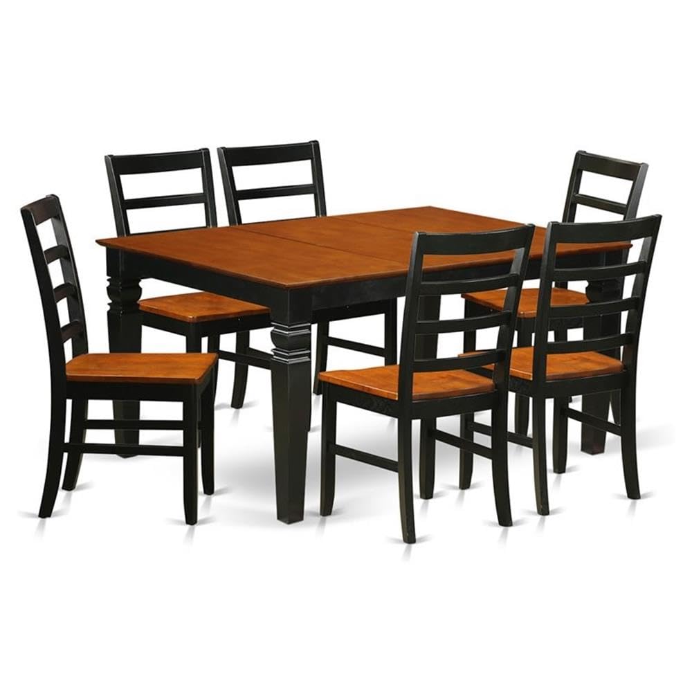 7  Pc  Kitchen  table  set  with  a  Dining  Table  and  6  Wood  Dining  Chairs  in  Black