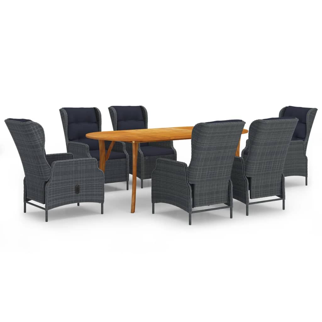 vidaXL 7 Piece Garden Dining Set Dark Gray