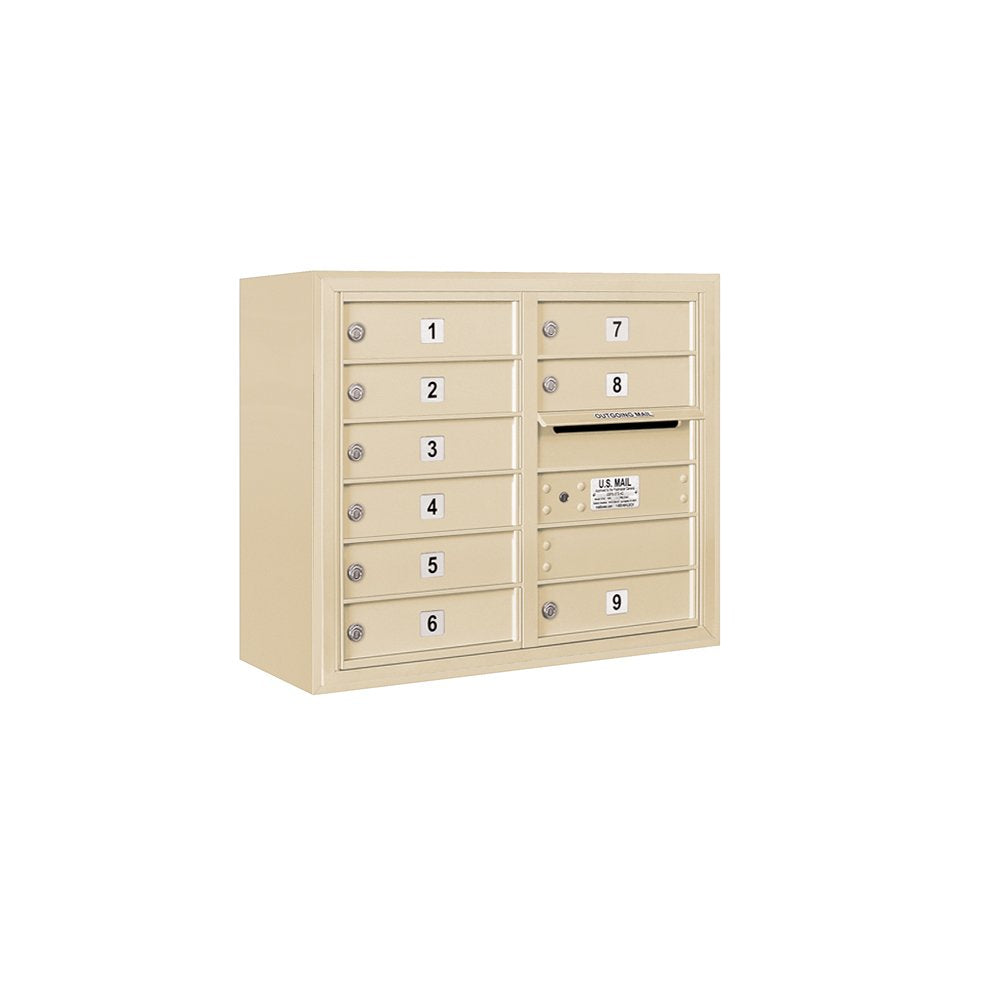 6 Door High Surface Mounted 4C Horizontal Mailbox with 9 Doors in Sandstone with Private Access
