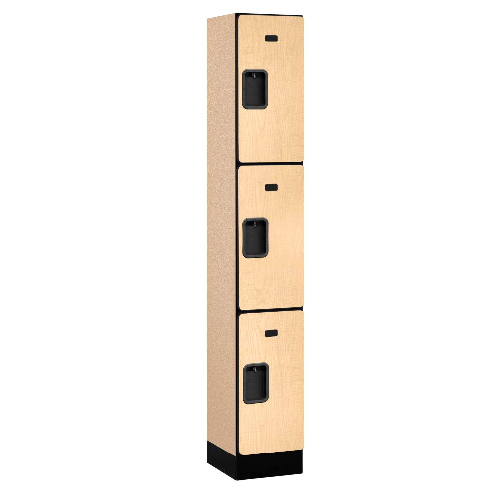 12 Wide Triple Tier Designer Wood Locker - 1 Wide - 6 Feet High - 15 Inches Deep - Maple