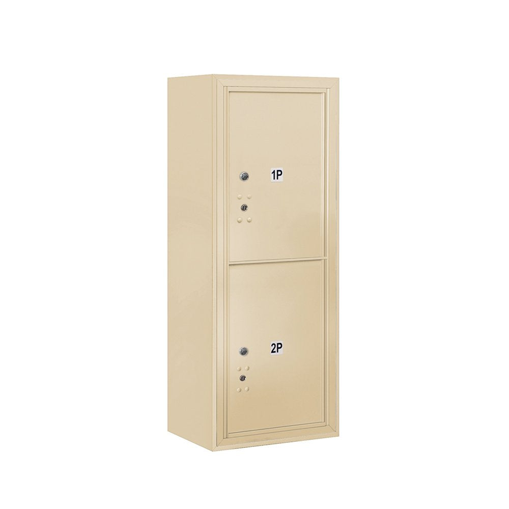 10 Door High Surface Mounted 4C Horizontal Parcel Locker with 2 Parcel Lockers in Sandstone with USPS Access