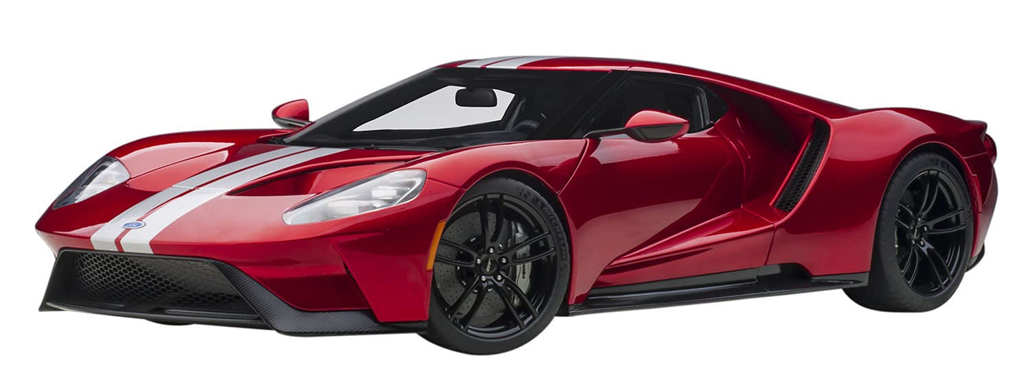 2017 Ford GT Liquid Red Metallic with Silver Stripes 1/12 Model Car by Autoart